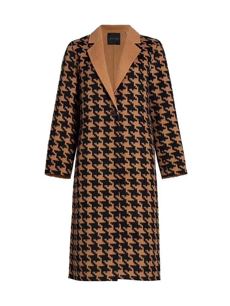 Amar Houndstooth Wool-Blend Coat