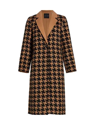 Amar Houndstooth Wool-Blend Coat