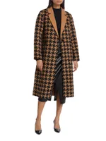 Amar Houndstooth Wool-Blend Coat