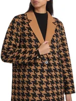 Amar Houndstooth Wool-Blend Coat