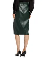 Vicki Vegan Leather Knee-Leather Skirt
