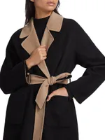 Marina Reversible Colorblocked Wool-Blend Wrap Coat