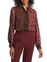 Nicole Pleated Patchwork Blouse