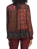 Nicole Pleated Patchwork Blouse