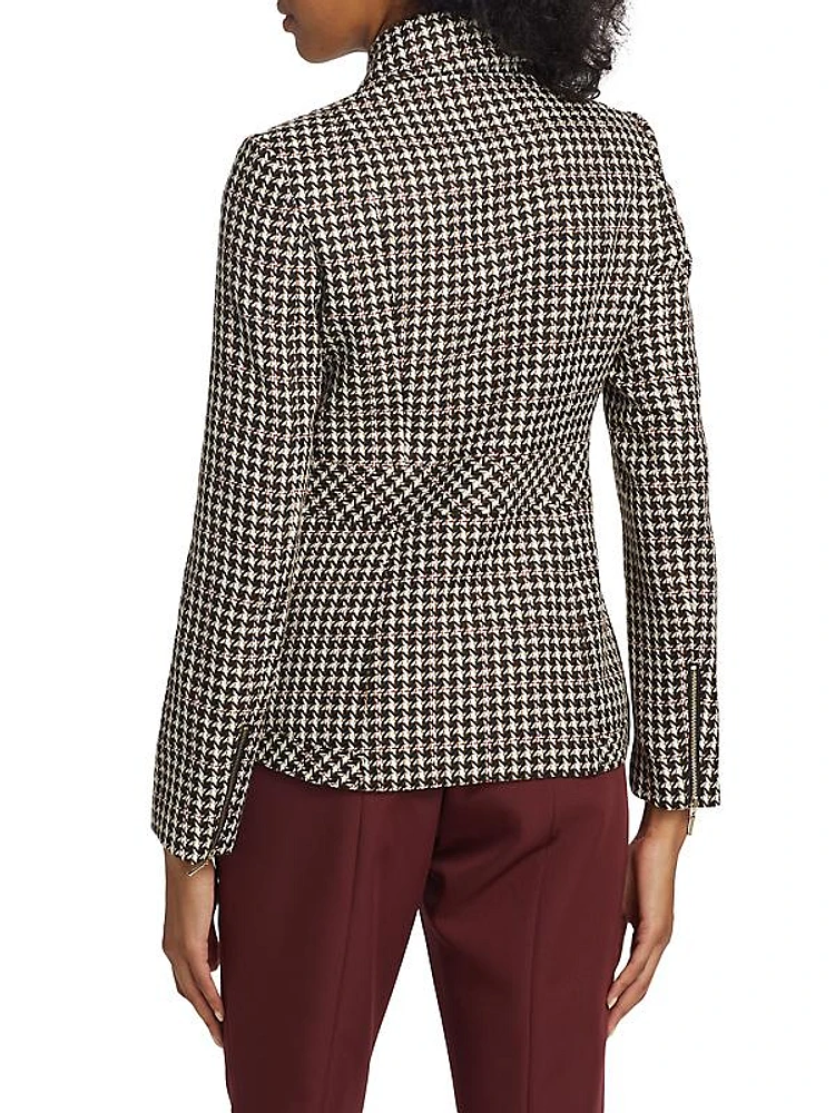 The Natalyia Houndstooth Moto Jacket