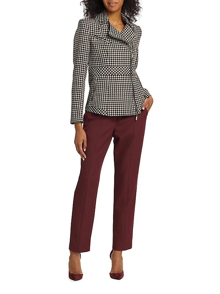 The Natalyia Houndstooth Moto Jacket