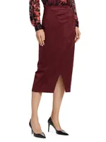 Faux-Suede Wrap Midi-Skirt