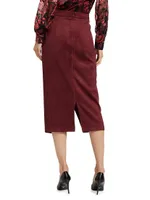 Faux-Suede Wrap Midi-Skirt