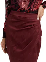 Faux-Suede Wrap Midi-Skirt