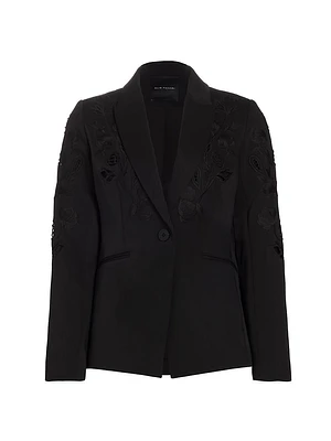 Blair Floral Matte Crepe Single-Button Blazer