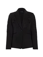 Blair Floral Matte Crepe Single-Button Blazer