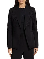 Blair Floral Matte Crepe Single-Button Blazer