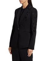 Blair Floral Matte Crepe Single-Button Blazer