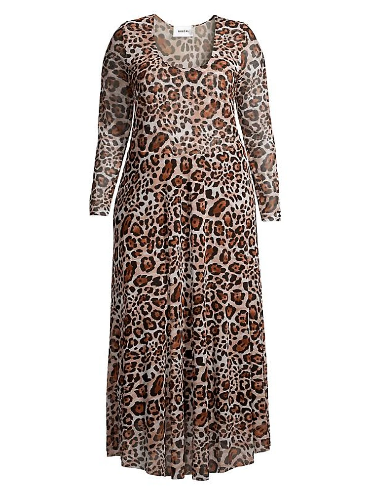 Leopard Mesh Maxi Dress