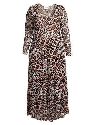 Leopard Mesh Maxi Dress