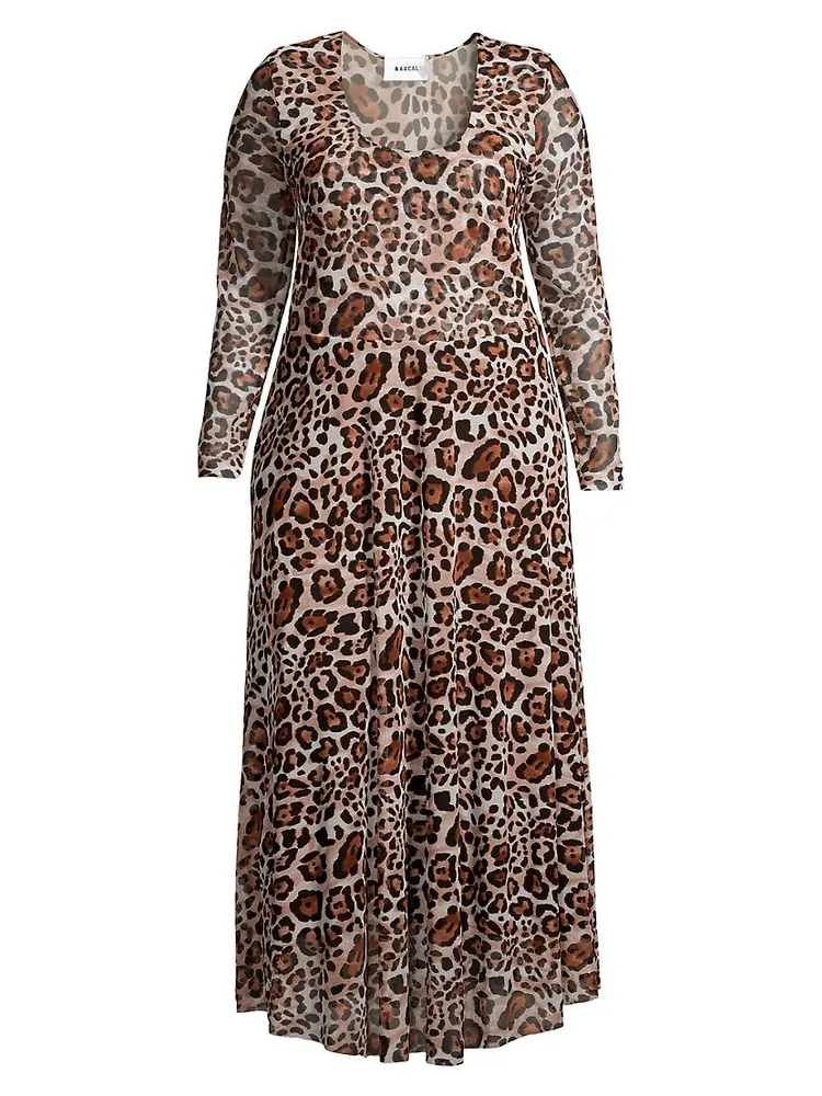 Leopard Mesh Maxi Dress