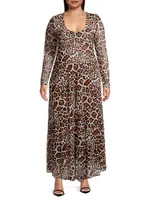 Leopard Mesh Maxi Dress