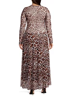 Leopard Mesh Maxi Dress