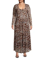 Leopard Mesh Maxi Dress