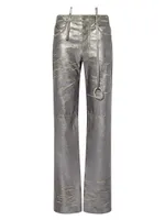 Slashed Metallic Leather Pants