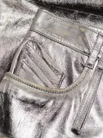 Slashed Metallic Leather Pants