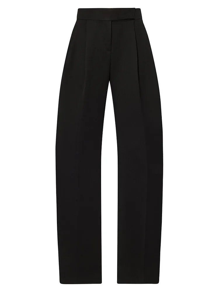 Pleated Twill Wide-Leg Trousers