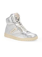 C202 Metallic Leather High-Top Sneakers