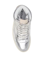 C202 Metallic Leather High-Top Sneakers