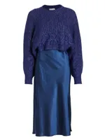 Ann Sweater & Satin Midi-Dress