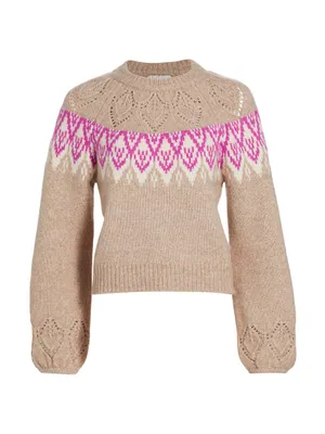Hannah Pointelle Fair Isle-Inspired Sweater