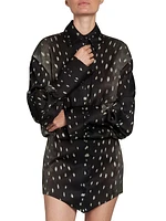 Layered Dot Cotton Mini Shirtdress