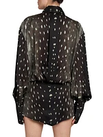 Layered Dot Cotton Mini Shirtdress