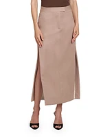 Wool Side Slit Midi-Skirt