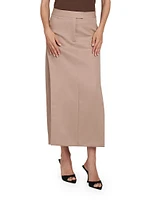 Wool Side Slit Midi-Skirt