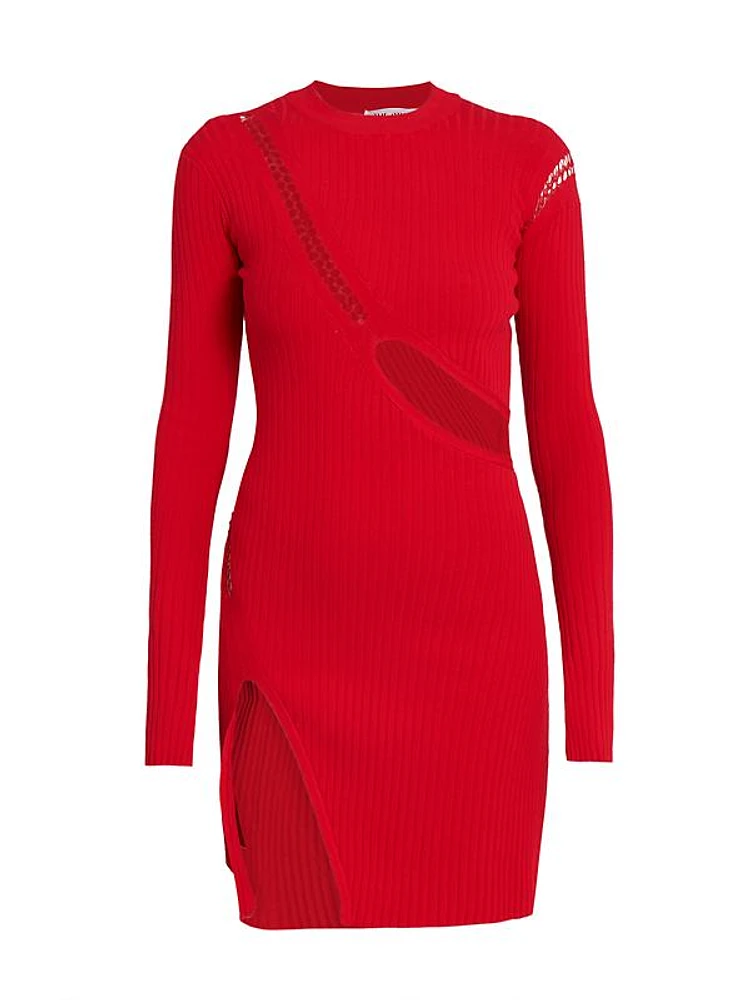 Long-Sleeve Cut-Out Minidress