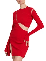 Long-Sleeve Cut-Out Minidress