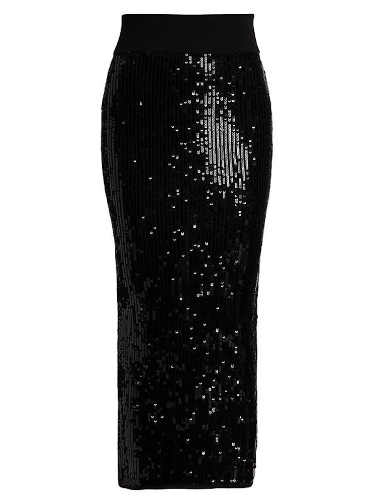 Sequined Pencil Midi-Skirt