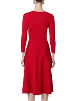 Chalet Wool Knit Fit & Flare Bow-Trimmed Midi Dress