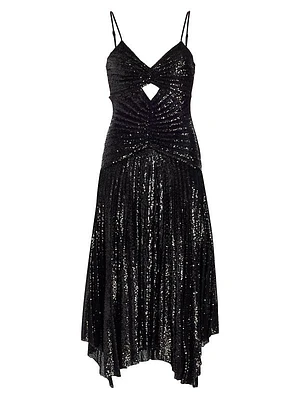 Lou Sequined Keyhole Midi-Dress