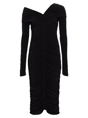 Ruched Jersey Midi-Dress