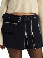 Christian Zip-Detail Wool-Blend Miniskirt