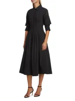 Jazz Pintuck Poplin Midi-Dress