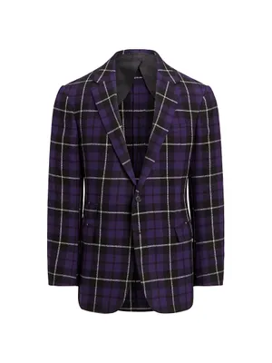 Kent Plaid Cashmere Two-Button Suit Jacket