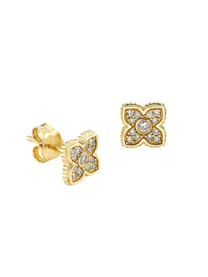Moroccan 14K Yellow Gold & 0.17 TCW Diamond Stud Earring