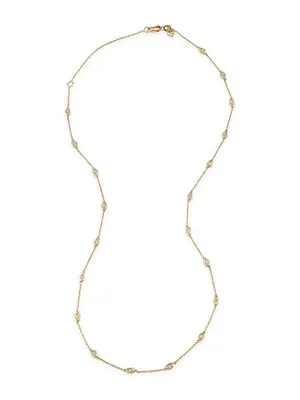 14K Yellow Gold & 0.15 TCW Diamond Marquise Station Necklace
