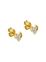 14K Yellow Gold & 0.12 TCW Diamond Cluster Stud Earring