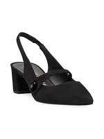 50MM Leather Slingback Pumps