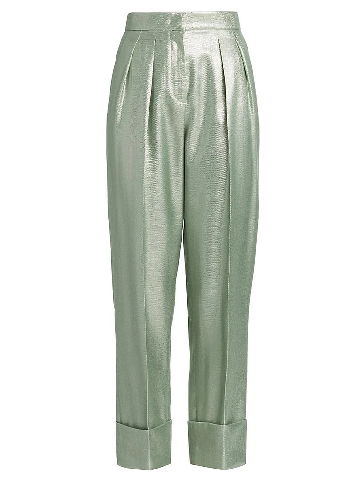 Metallic Pleated Trousers