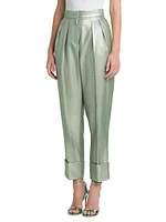 Metallic Pleated Trousers