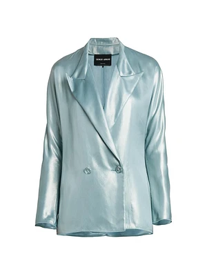 Laminated Satin Relaxed Blazer